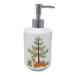 7 x 3.5 in. Unisex Pembroke Corgi Christmas Tree Ceramic Soap Dispenser