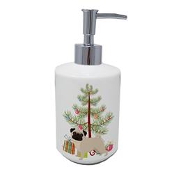 7 x 3.5 in. Unisex Pug Christmas Tree Ceramic Soap Dispenser