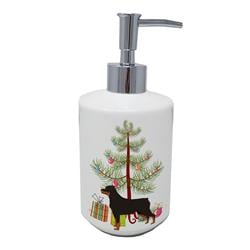 7 x 3.5 in. Unisex Rottweiler Christmas Tree Ceramic Soap Dispenser