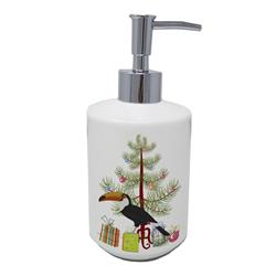7 x 3.5 in. Unisex Toucan Merry Christmas Ceramic Soap Dispenser