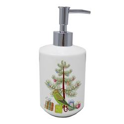 7 x 3.5 in. Unisex Budgerigar Merry Christmas Ceramic Soap Dispenser