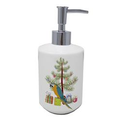 7 x 3.5 in. Unisex Macaw Merry Christmas Ceramic Soap Dispenser