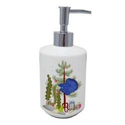 7 x 3.5 in. Unisex Delta Tail Betta Fish Merry Christmas Ceramic Soap Dispenser