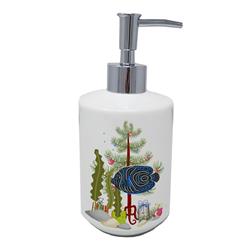 7 x 3.5 in. Unisex Emperor Angelfish Merry Christmas Ceramic Soap Dispenser