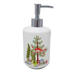 7 x 3.5 in. Unisex Comet Goldfish Merry Christmas Ceramic Soap Dispenser