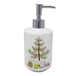 7 x 3.5 in. Unisex Peterbald No.2 Cat Merry Christmas Ceramic Soap Dispenser