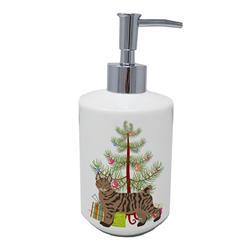 CK4684SOAP 7 x 3.5 in. Unisex Pixie Bob No.1 Cat Merry Christmas Ceramic Soap Dispenser