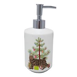 7 x 3.5 in. Unisex Pixie Bob No.3 Cat Merry Christmas Ceramic Soap Dispenser
