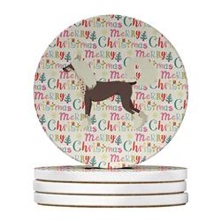 4 x 4 in. Unisex Chinese Crested Merry Christmas Large Sandstone Coasters, Multi Color - Pack of 4