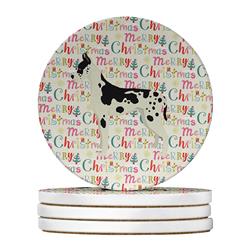 4 x 4 in. Unisex Great Dane Merry Christmas Large Sandstone Coasters, Multi Color - Pack of 4
