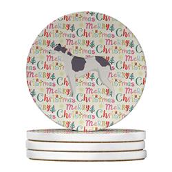 4 x 4 in. Unisex Greyhound Merry Christmas Large Sandstone Coasters, Multi Color - Pack of 4