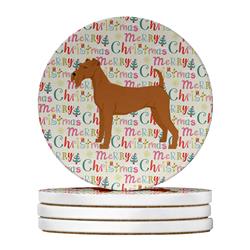 4 x 4 in. Unisex Irish Terrier Merry Christmas Large Sandstone Coasters, Multi Color - Pack of 4