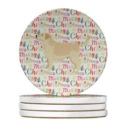 4 x 4 in. Unisex Labrador Retriever Merry Christmas Large Sandstone Coasters, Multi Color - Pack of 4
