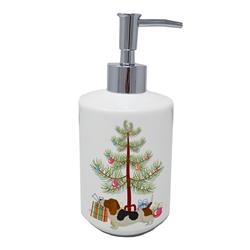 7 x 3.5 in. Unisex Basset Hound Christmas Tree Ceramic Soap Dispenser