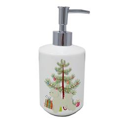 7 x 3.5 in. Unisex Bichon Frise Christmas Tree Ceramic Soap Dispenser