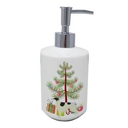 7 x 3.5 in. Unisex Borzoi Christmas Tree Ceramic Soap Dispenser
