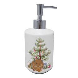 7 x 3.5 in. Unisex Teddy Bear Hamster Merry Christmas Ceramic Soap Dispenser