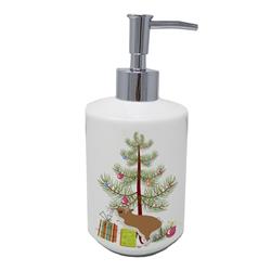 7 x 3.5 in. Unisex White Legged Hamster Merry Christmas Ceramic Soap Dispenser