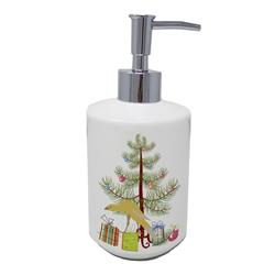7 x 3.5 in. Unisex Belgian Hunchback Canary Merry Christmas Ceramic Soap Dispenser