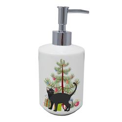 7 x 3.5 in. Unisex Malayan No.2 Cat Merry Christmas Ceramic Soap Dispenser