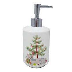 7 x 3.5 in. Unisex Minskin Cat Merry Christmas Ceramic Soap Dispenser