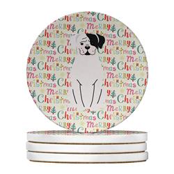 4 x 4 in. Unisex Merry Christmas White Boxer Cooper Large Sandstone Coasters, Multi Color - Pack of 4