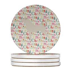 4 x 4 in. Unisex Anatolian Shepherd Merry Christmas Large Sandstone Coasters, Multi Color - Pack of 4