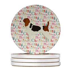 4 x 4 in. Unisex Beagle Merry Christmas Large Sandstone Coasters, Multi Color - Pack of 4