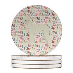 4 x 4 in. Unisex Bedlington Terrier Merry Christmas Large Sandstone Coasters, Multi Color - Pack of 4