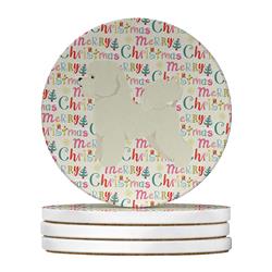 4 x 4 in. Unisex Bichon Frise Merry Christmas Large Sandstone Coasters, Multi Color - Pack of 4