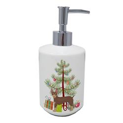 7 x 3.5 in. Unisex Miniature Fox Terrier Christmas Tree Ceramic Soap Dispenser