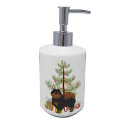 7 x 3.5 in. Unisex Pomeranian Christmas Tree Ceramic Soap Dispenser
