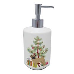 7 x 3.5 in. Unisex Pug Christmas Tree Ceramic Soap Dispenser
