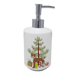 7 x 3.5 in. Unisex Rat Terrier Christmas Tree Ceramic Soap Dispenser