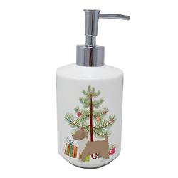 7 x 3.5 in. Unisex Yorkiepoo No.2 Christmas Tree Ceramic Soap Dispenser
