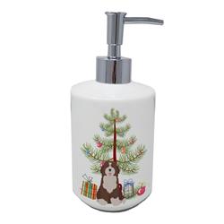 7 x 3.5 in. Unisex Bernedoodle No.2 Christmas Tree Ceramic Soap Dispenser