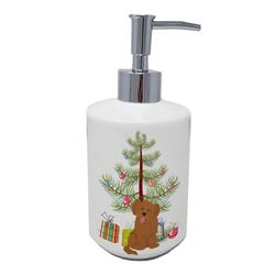 7 x 3.5 in. Unisex Shih Poo No.3 Christmas Tree Ceramic Soap Dispenser