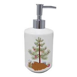 7 x 3.5 in. Unisex Peruvian Guinea Pig Merry Christmas Ceramic Soap Dispenser