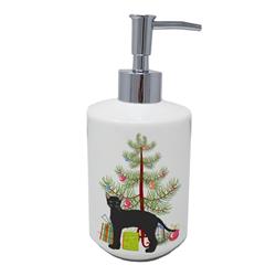 7 x 3.5 in. Unisex Black German Rex Cat Merry Christmas Ceramic Soap Dispenser