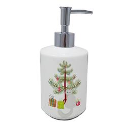 7 x 3.5 in. Unisex Turkish Angora Cat Merry Christmas Ceramic Soap Dispenser