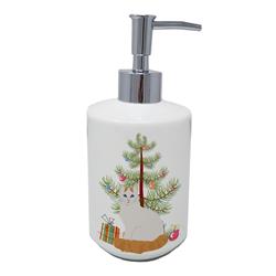 7 x 3.5 in. Unisex Turkish Van Cat Merry Christmas Ceramic Soap Dispenser