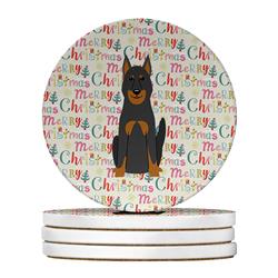 WDK1623RCS4 4 x 4 in. Unisex Merry Christmas Beauce Shepherd Dog Large Sandstone Coasters, Multi Color - Pack of 4