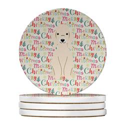 4 x 4 in. Unisex Merry Christmas Bedlington Terrier Sandy Large Sandstone Coasters, Multi Color - Pack of 4