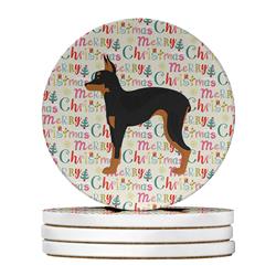 4 x 4 in. Unisex Russian Tor Terrier Merry Christmas Large Sandstone Coasters - Pack of 4