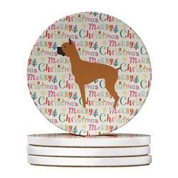4 x 4 in. Unisex Boxer Merry Christmas Large Sandstone Coasters, Multi Color - Pack of 4