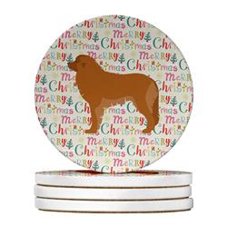 4 x 4 in. Unisex Leonberger Merry Christmas Large Sandstone Coasters, Multi Color - Pack of 4