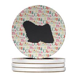 4 x 4 in. Unisex Puli Merry Christmas Large Sandstone Coasters, Multi Color - Pack of 4