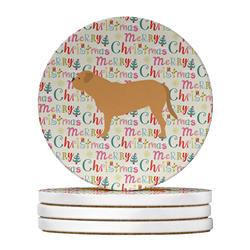 4 x 4 in. Unisex Dogue de Bordeaux Merry Christmas Large Sandstone Coasters, Multi Color - Pack of 4