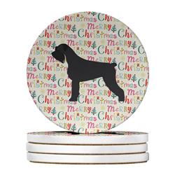 4 x 4 in. Unisex Giant Schnauzer Merry Christmas Large Sandstone Coasters, Multi Color - Pack of 4