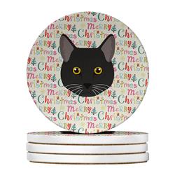WDK2308RCS4 4 x 4 in. Unisex Bombay Cat Christmas Large Sandstone Coasters - Pack of 4